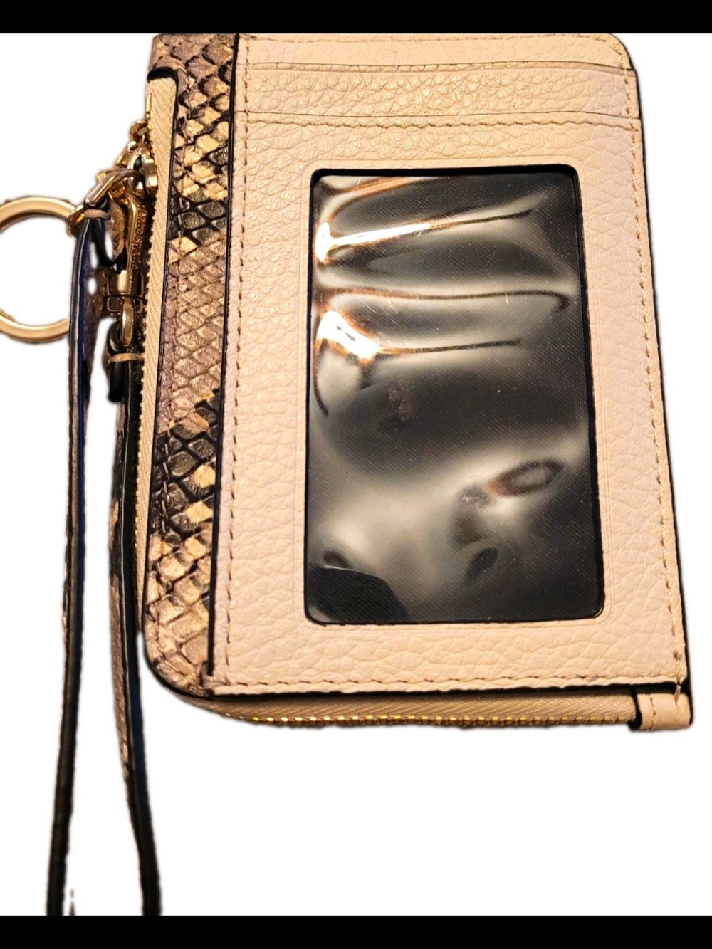 Kate Spade New York Cream Snakeskin Wristlet Zip Card Holder ID Wallet - Picture 3 of 7